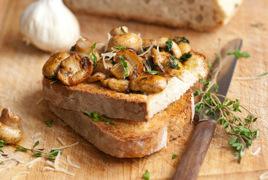 Cheesy Garlic Mushrooms on Toast